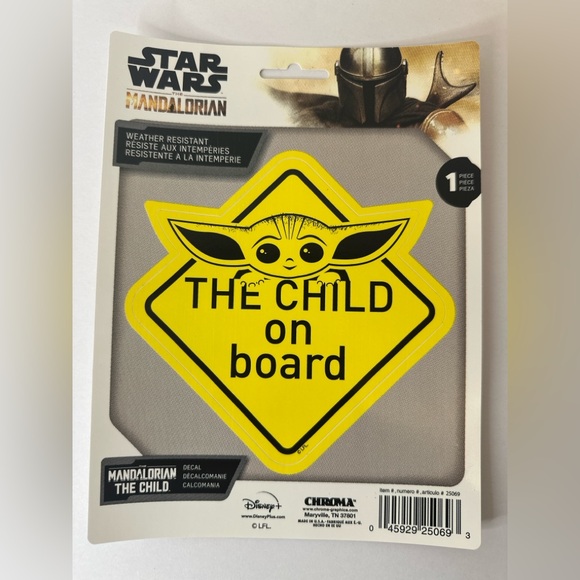 Chroma Graphics Mandalorian The Child On Board Vinyl Sticker Decal New Star Wars - Picture 2 of 3